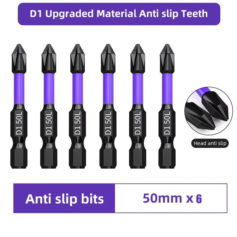 6PC Upgraded High Hardness And Strong Magnetic Bit 25/65/70/90/150mm Non-slip Cross High Hardness Electric Hand Drill Screw Set