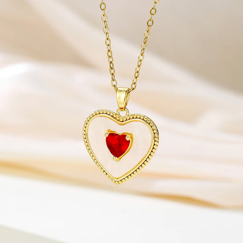 Heart Pendant Necklace for Women – Rhinestone Hollow Design, Mood Tracker, Mother's Day & Best Friend Gift