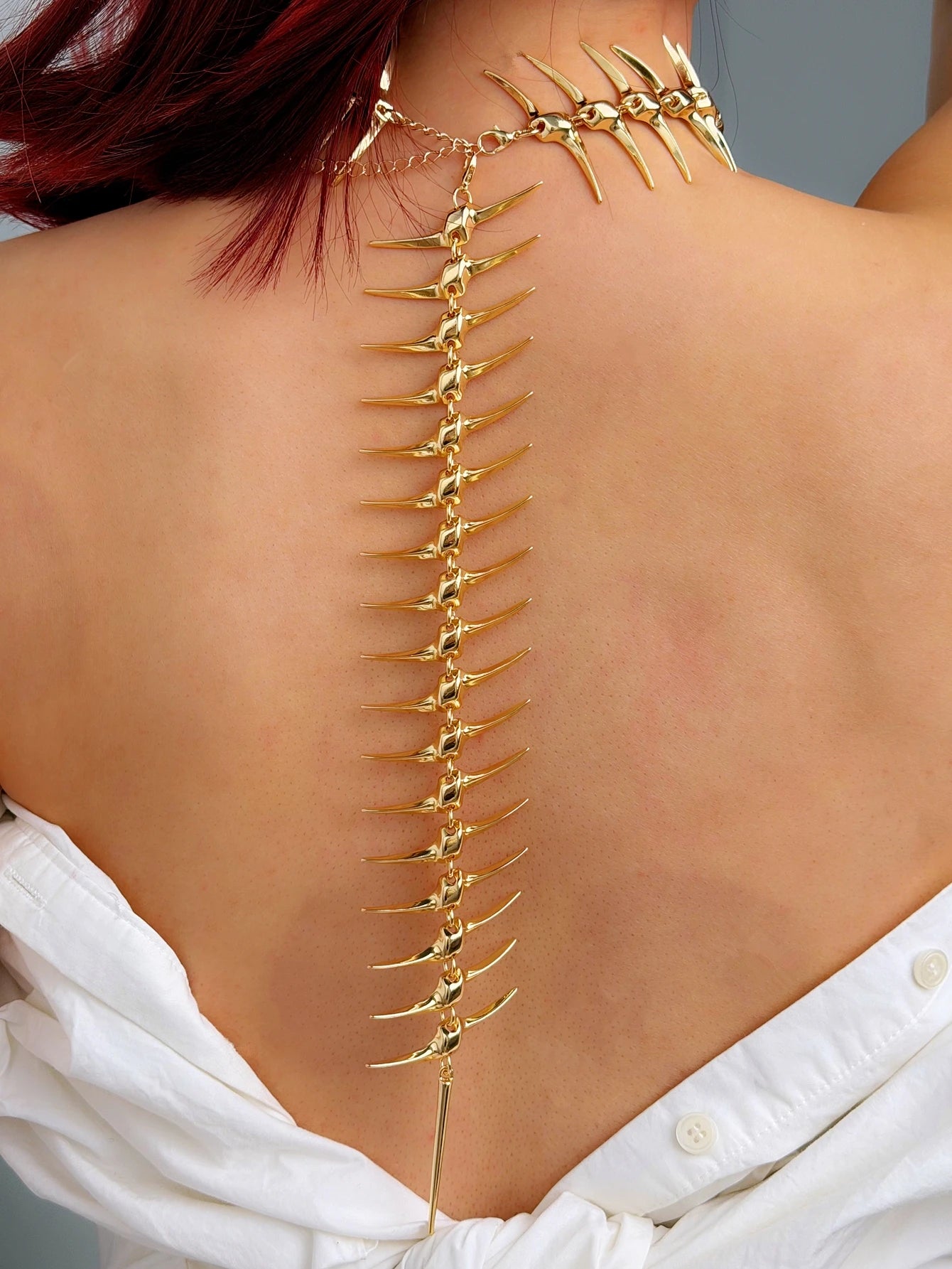 Hip-Hop Thorn Skeleton Necklace for Women - Edgy Street-Style Statement