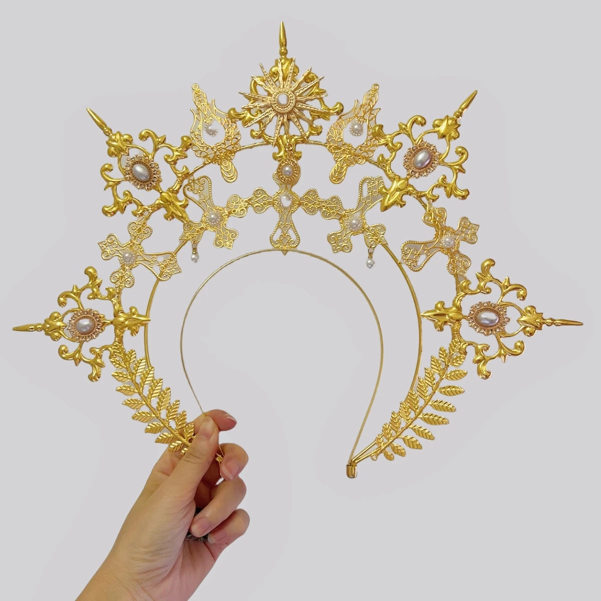 Handmade Halo Crown Headpiece Lolita Goddess KC Gothic Halo Crystal Crown Headband Hair Accessories
