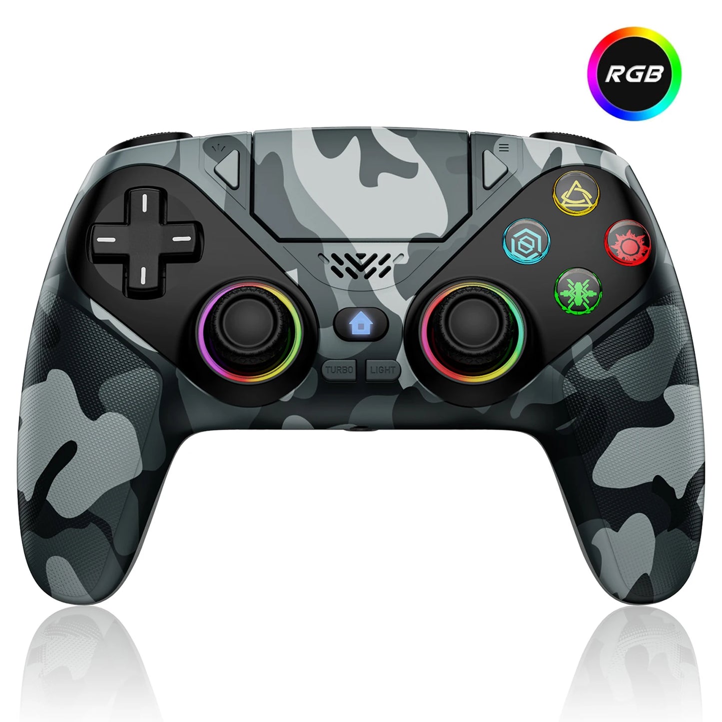 RGB Wireless Controller for Playstation5/PS5 Pro/Slim/PC,Dual Vibration Marco/Turbo Func Gamepads 3.5mm Audio Jack Game Joystick