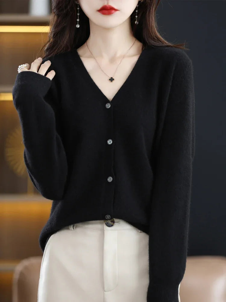 Women's Thin V-Neck Knit Cardigan - Open Front Spring Sweater - photo 9