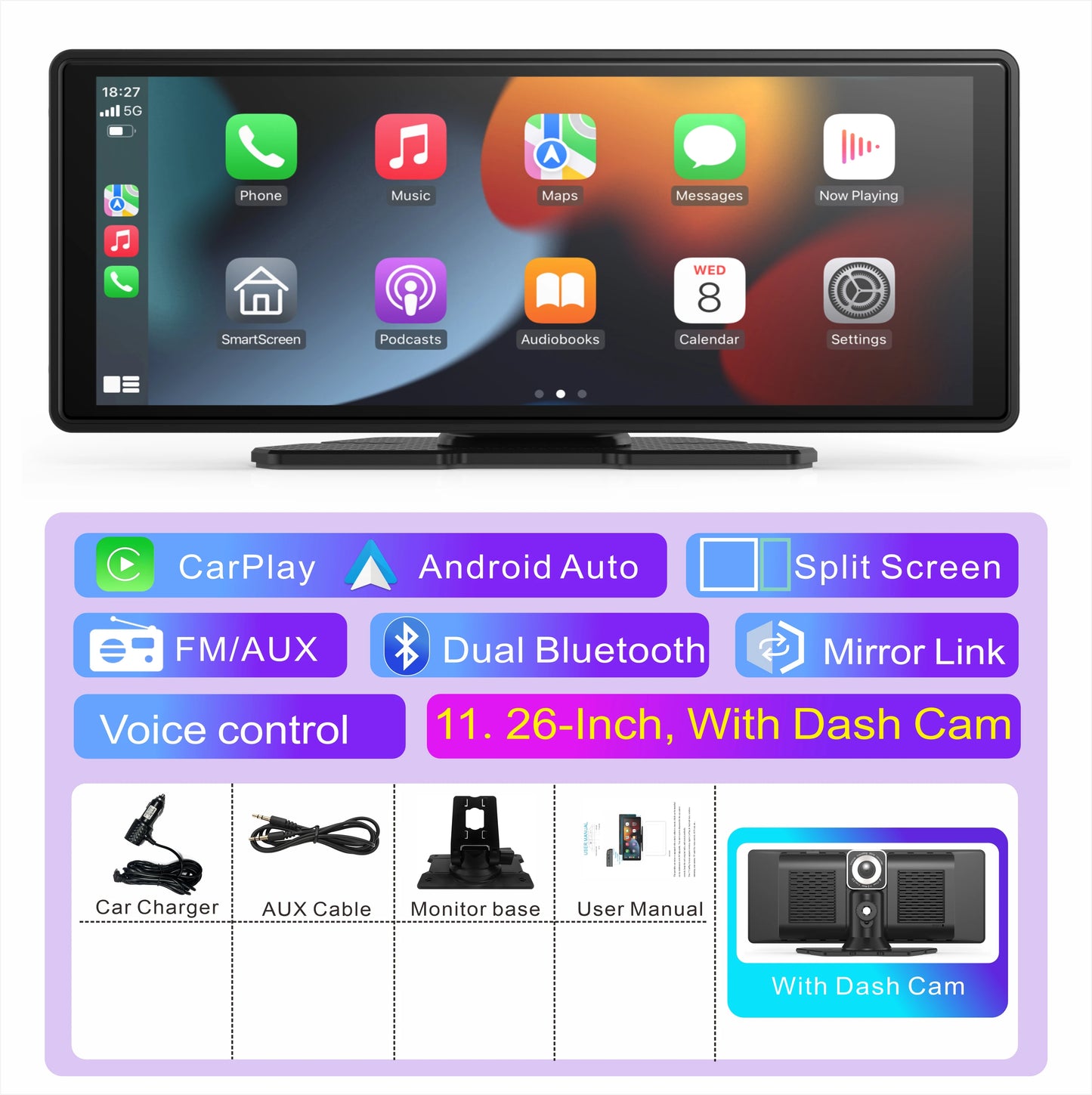 11" Universal Portable CarPlay & Android Auto Screen