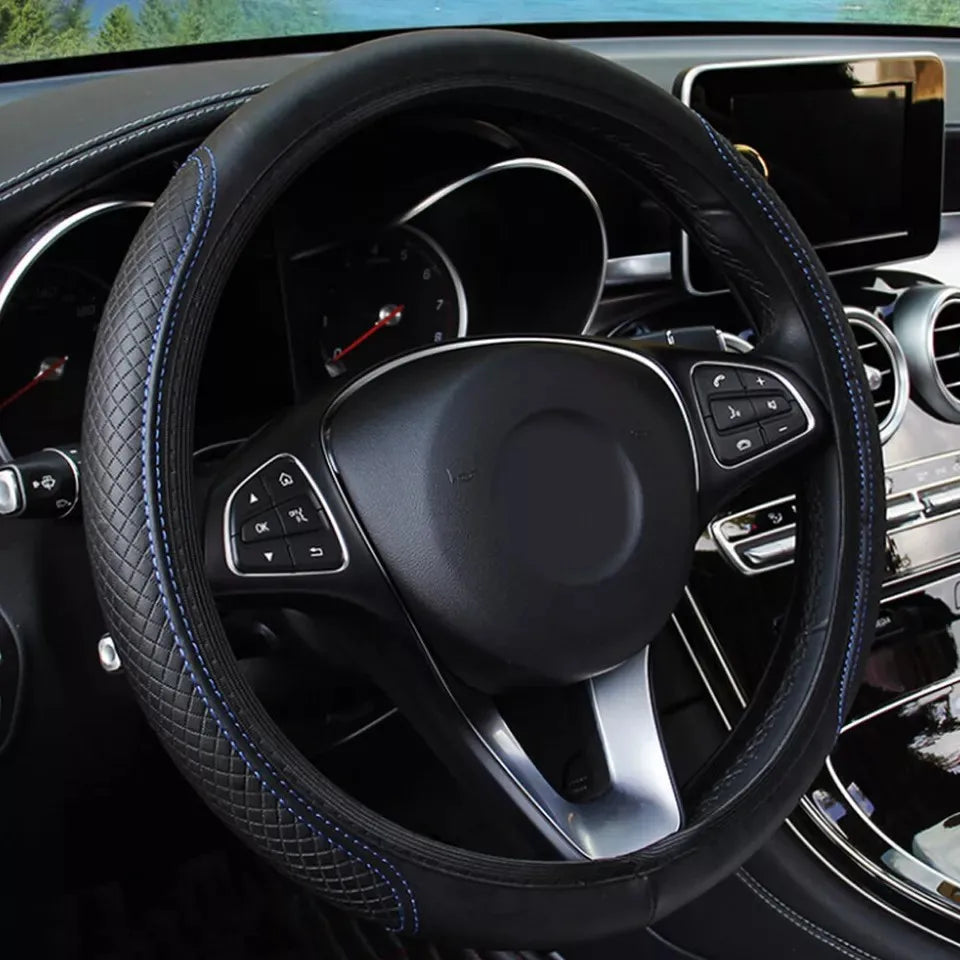 A Comfortable Soft PU elastomeric stretchable automotive steering wheel cover without inner ring fits 37-38CM