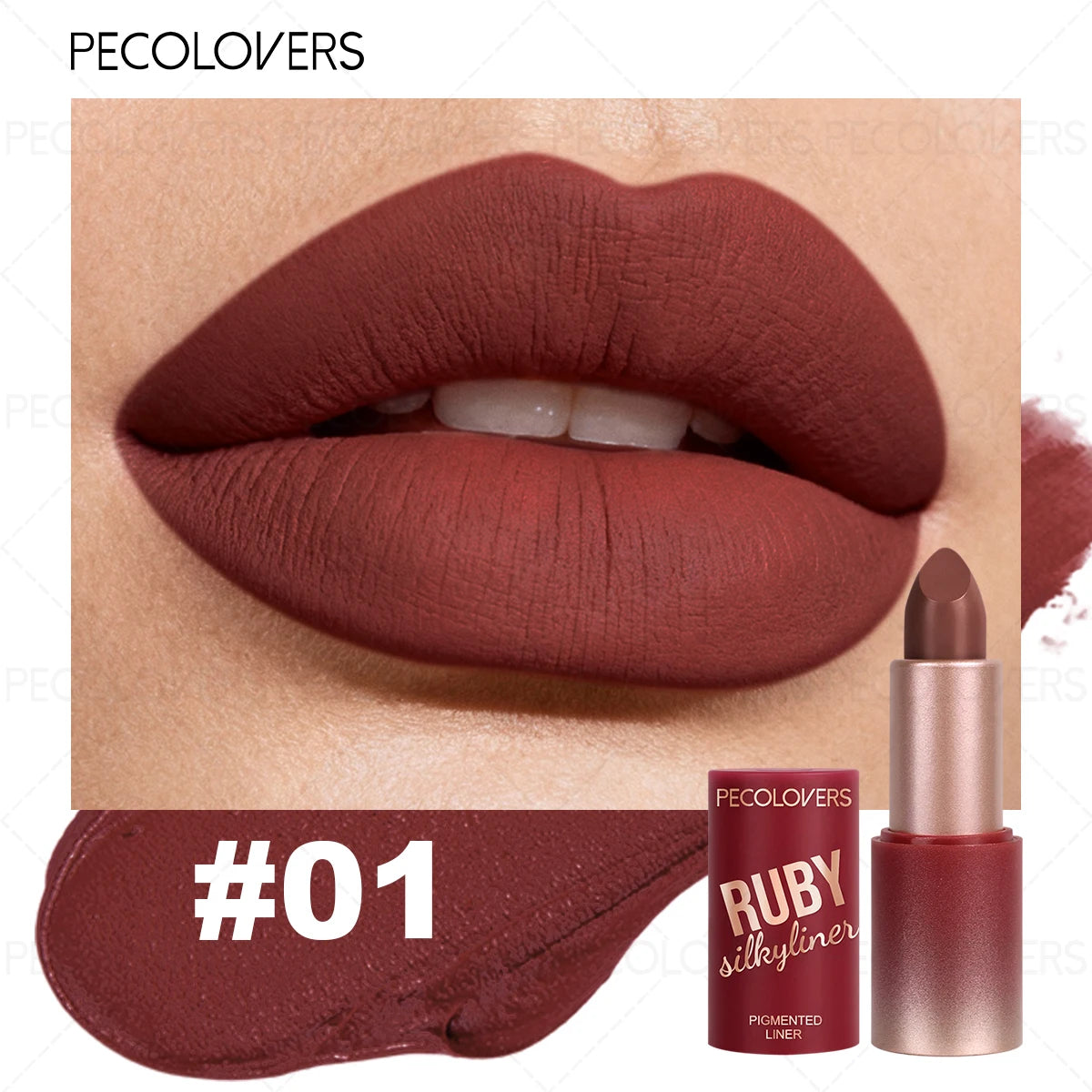 1PC Red Tube Lipstick, High Color Rendering, Red Series Lipstick, Waterproof, Non-drying, Suitable for Various Makeup Looks