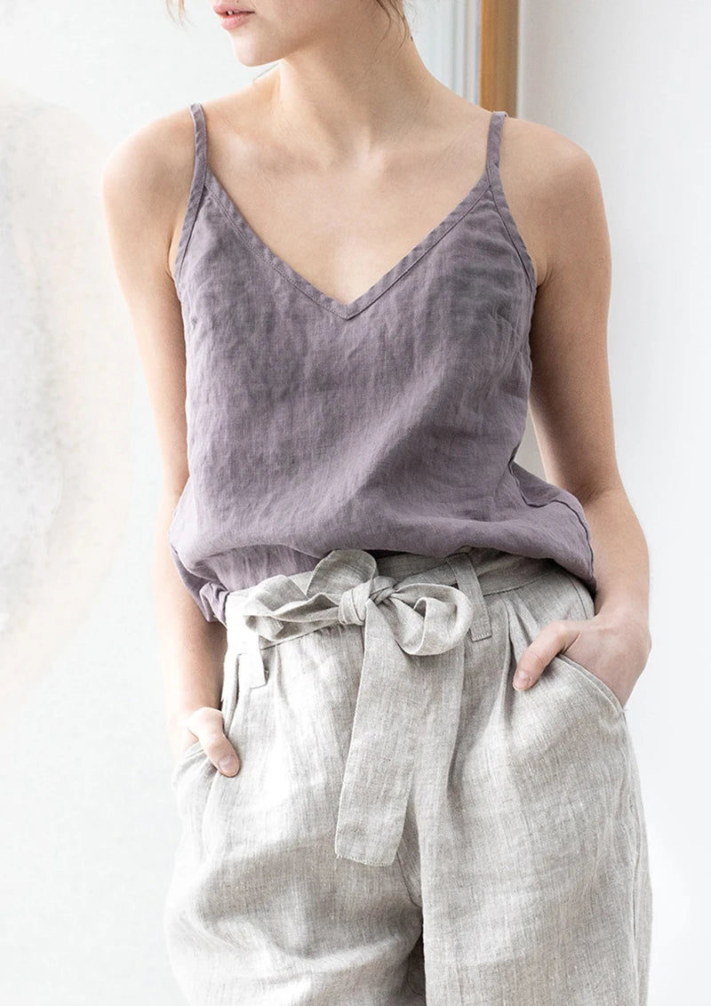 Vintage Cotton Linen Women's Summer Tank Top Sleeveless Harajuku Basic Cuasal Female Top For Girls Camisole Women Clothing