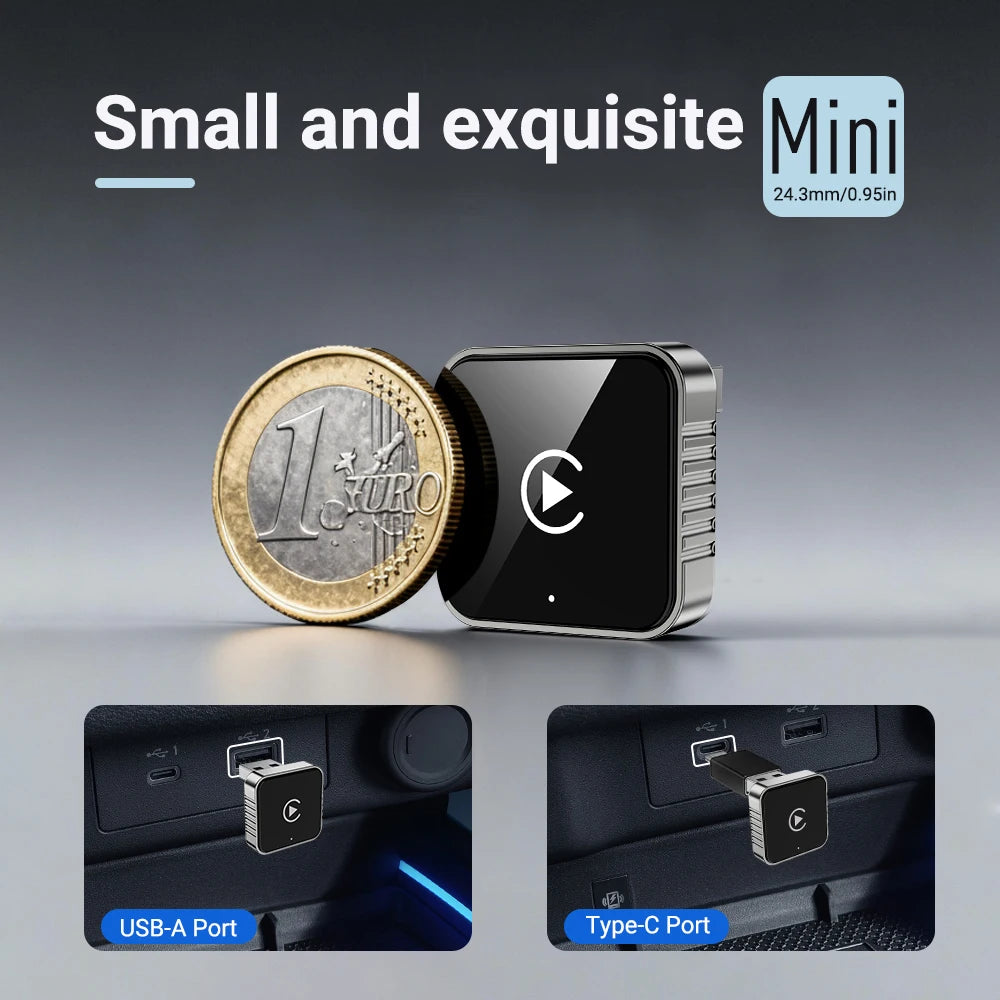 XUDA 2-in-1 Wireless CarPlay & Android Auto Adapter — Mini Smart Box, Dual-Band WiFi, Plug and Play