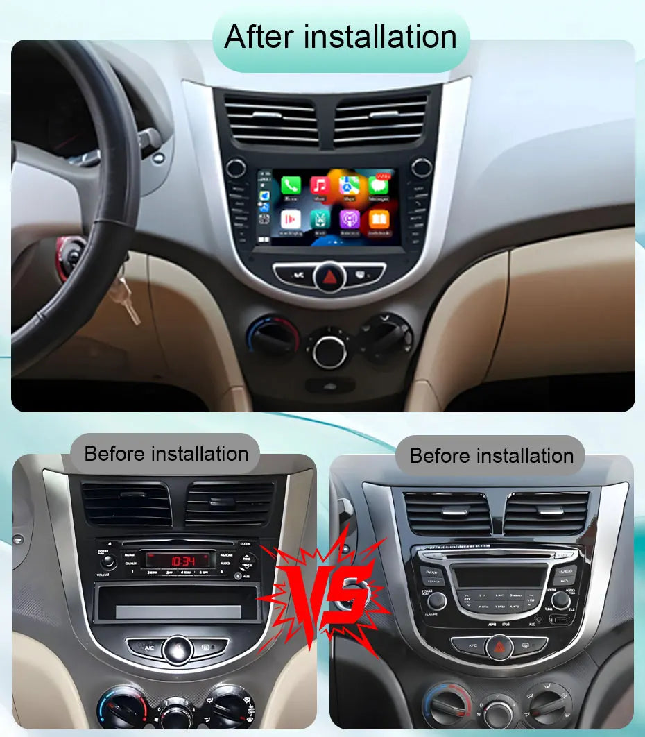 7" Android Car Radio for Hyundai Solaris Accent Verna 2010-2016 Wireless CarPlay Android Auto GPS WiFi BT FM Touch Screen Stereo