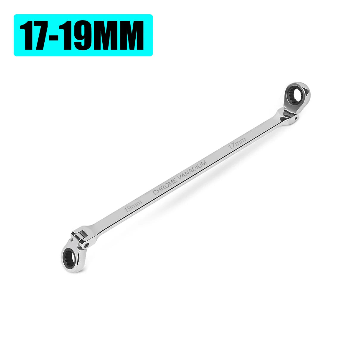 Extra Long Flex-Head Ratcheting Wrench Set, Double Box End Wrench Set, Metric 8-19mm, CR-V Steel