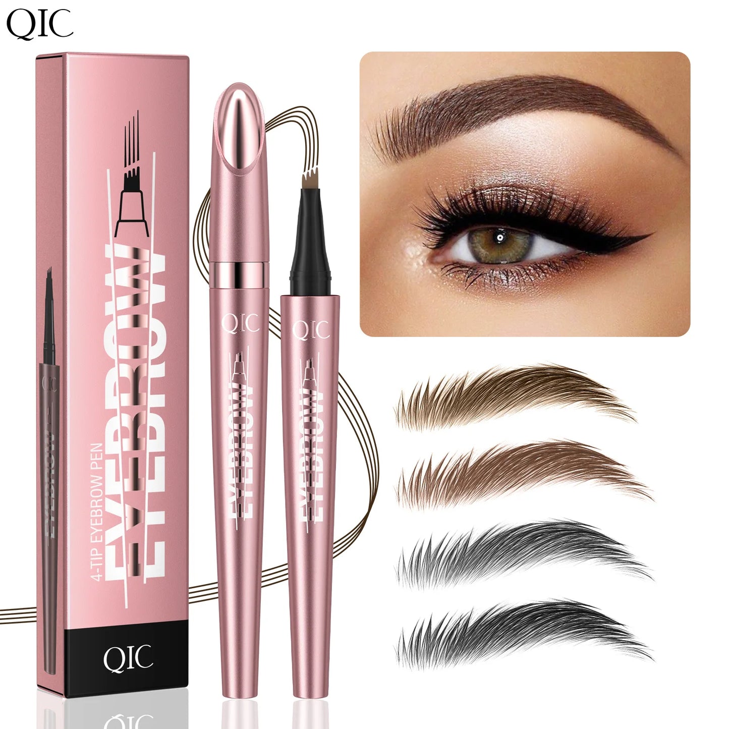 4 Fork Tip Eyebrow Pencil 3D Microblading Waterproof Dark Brown Natural Colour Fine Stroke Magic Eyebrow Pencil 2026 New Ladies