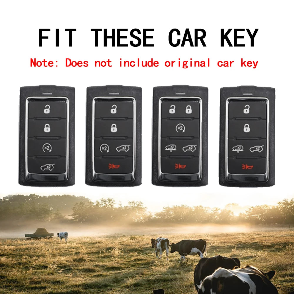Leather Key Fob Cover for Dodge RAM 1500/2500 TRX, Jeep Grand Cherokee, Chrysler