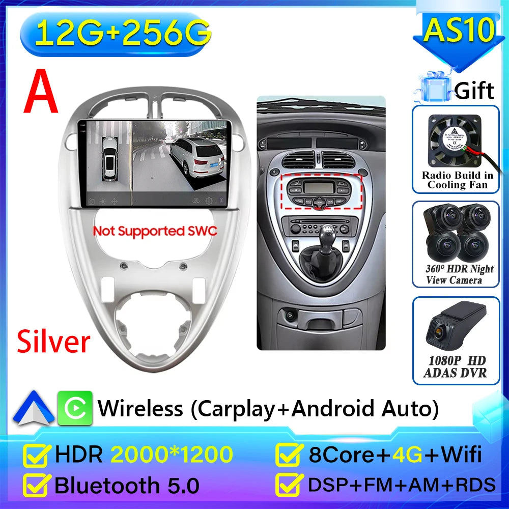For Citroen Xsara Picasso 1999-2010 Car Radio Carplay Multimedia Player Screen GPS Navigation Android Auto Video Wifi No 2din 2K