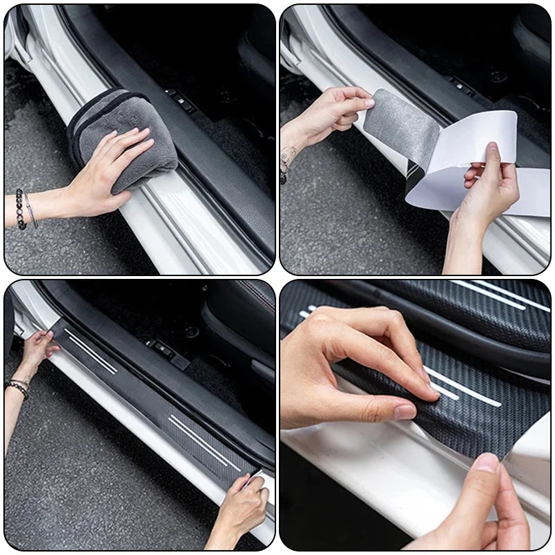 Carbon Fiber Car Door Sill Protector Sticker – Tesla Model 3, Y, S, X, Cybertruck & Roadster