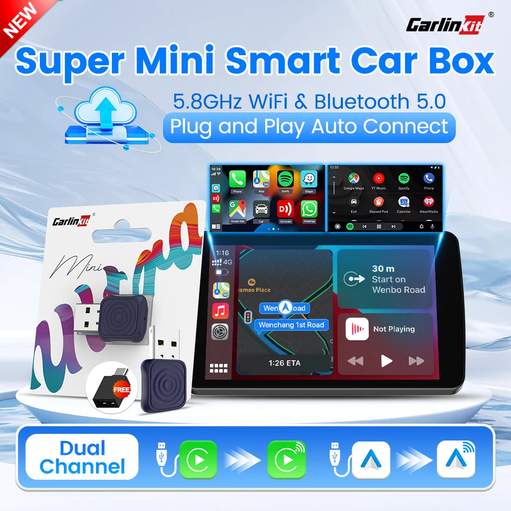 CarlinKit 5.0 Mini Wireless CarPlay & Android Auto Adapter