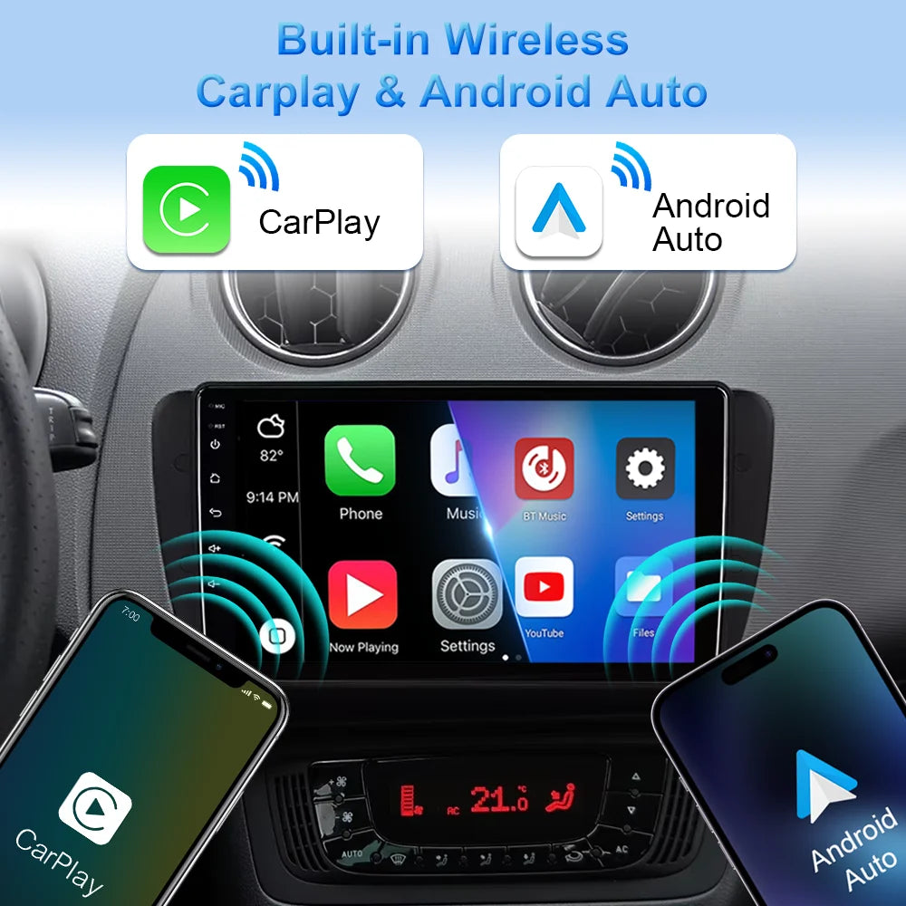 9" Android Car Stereo for Seat Ibiza MK4 6J (2008–2015) — CarPlay, Android Auto, GPS, 4G, WiFi