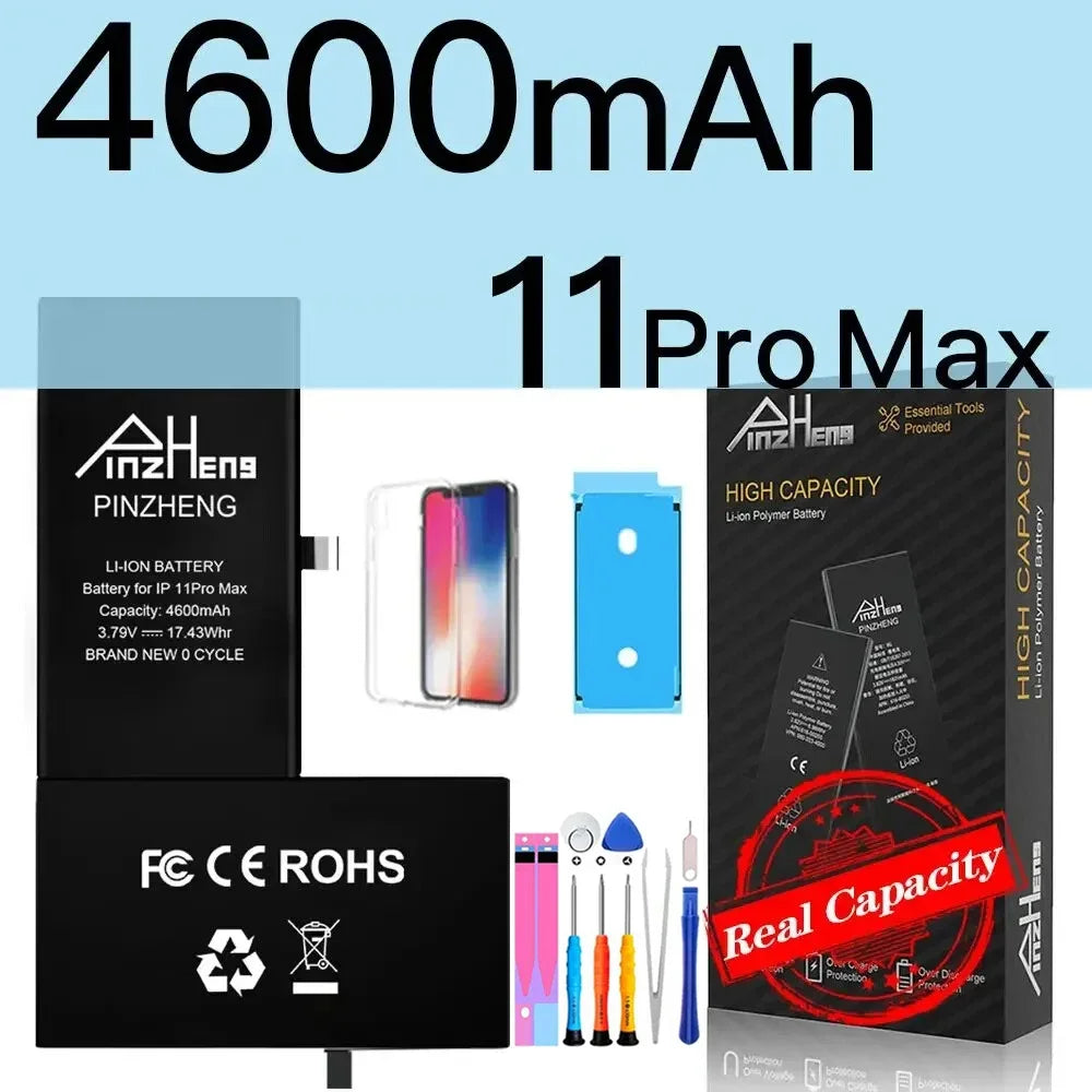 PINZHENG High Capacity Replacement Battery for iPhone X, XR, XS, 11, 12, 13 Mini Max Pro – 1-Year Warranty