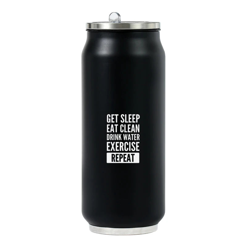500ML 304 Stainless Steel Cola Can Thermos Custom LOGO Vacuum Cup Flask Portable Double Layers Straw Cup Water Bottle Mug
