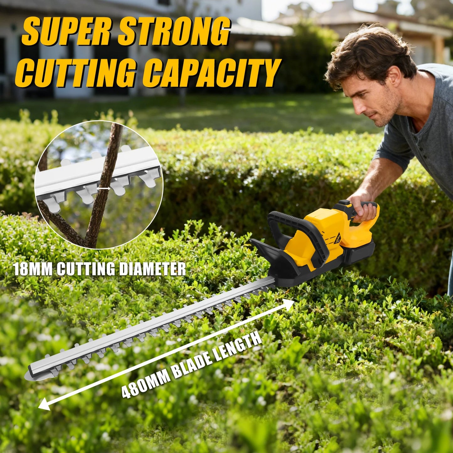Brushless Cordless Hedge Trimmer – Compatible with Dewalt 20V Battery (Battery Not Included)