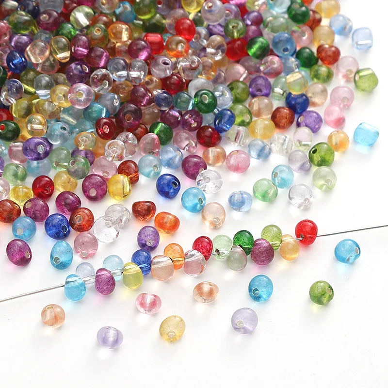 110pcs 4mm Silver Lined Seed Beads Water Drop Shape Czech Glass Beads For DIY Jewelry Making Crafts Charms Bracelets Accessories