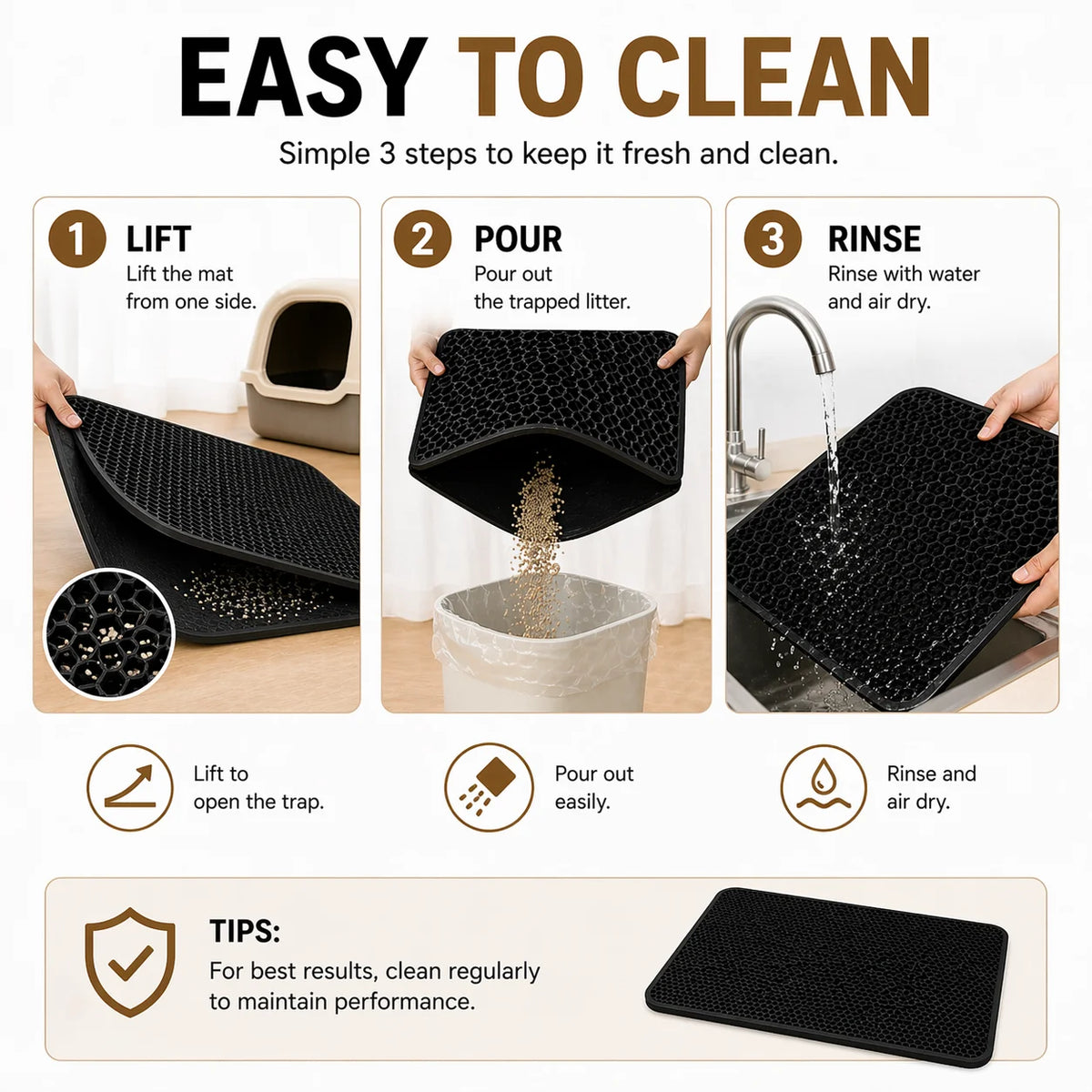 Honeycomb Cat Litter Mat - EVA Pad, Traps Scatter & Urine – photo 4