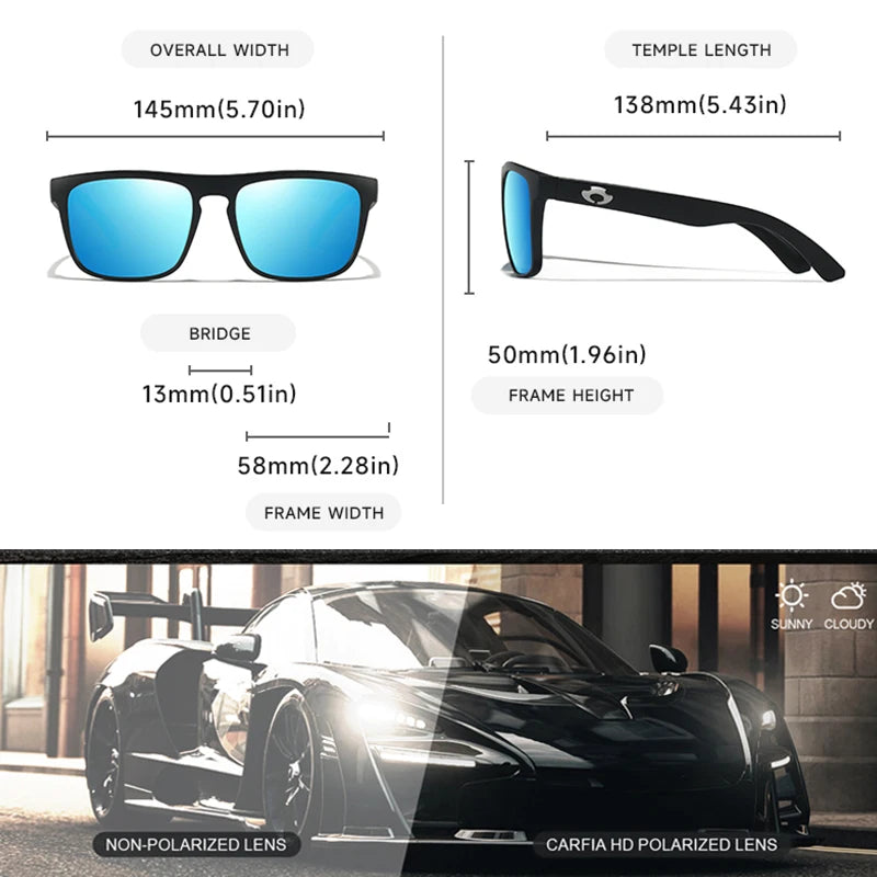 BLUE OTTER Polarized Square Sunglasses — Anti-Glare Unisex