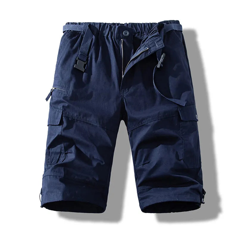 Men's Cotton Knee-Length Work Shorts — Loose Straight Casual Shorts