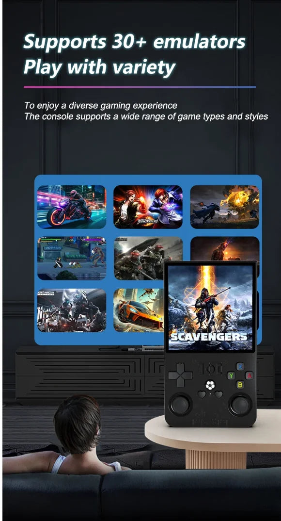 R36MAX Retro Handheld Video Game Console Linux System 4.0Inch IPS Screen Portable Pocket Video Player 64GB 128GB Games Kids Gif