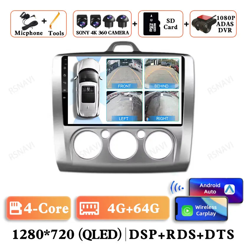 Android 14 Head Unit with CarPlay for Ford Focus 2/3 Mk2/Mk3 (2004-2011)