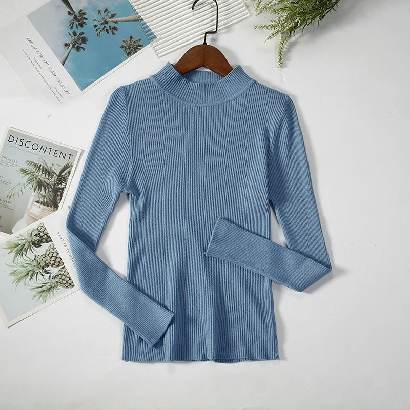 Women's Soft Turtleneck Sweater — Cotton Blend Knit