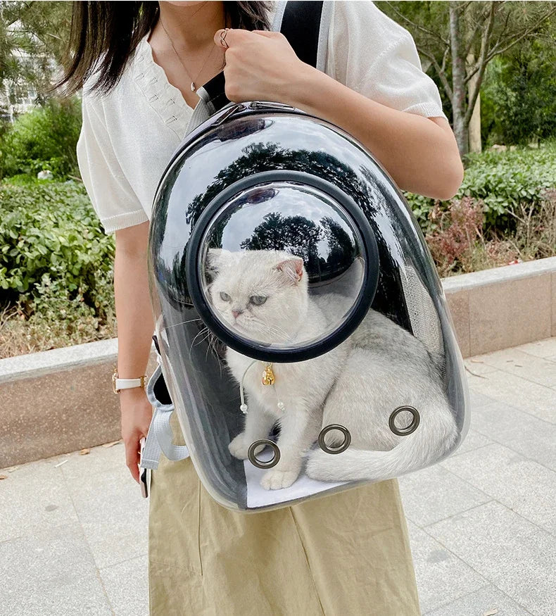 Portable Cat Pet Carrier Backpack Transparent Capsule Bubble Pet Backpack Small Animal Puppy Kitty Breathable Carrier for Travel