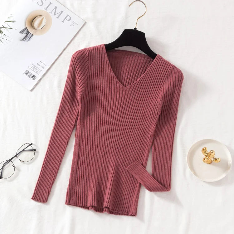 Women's V-neck knit pullover, casual sweater — view 15 of 20