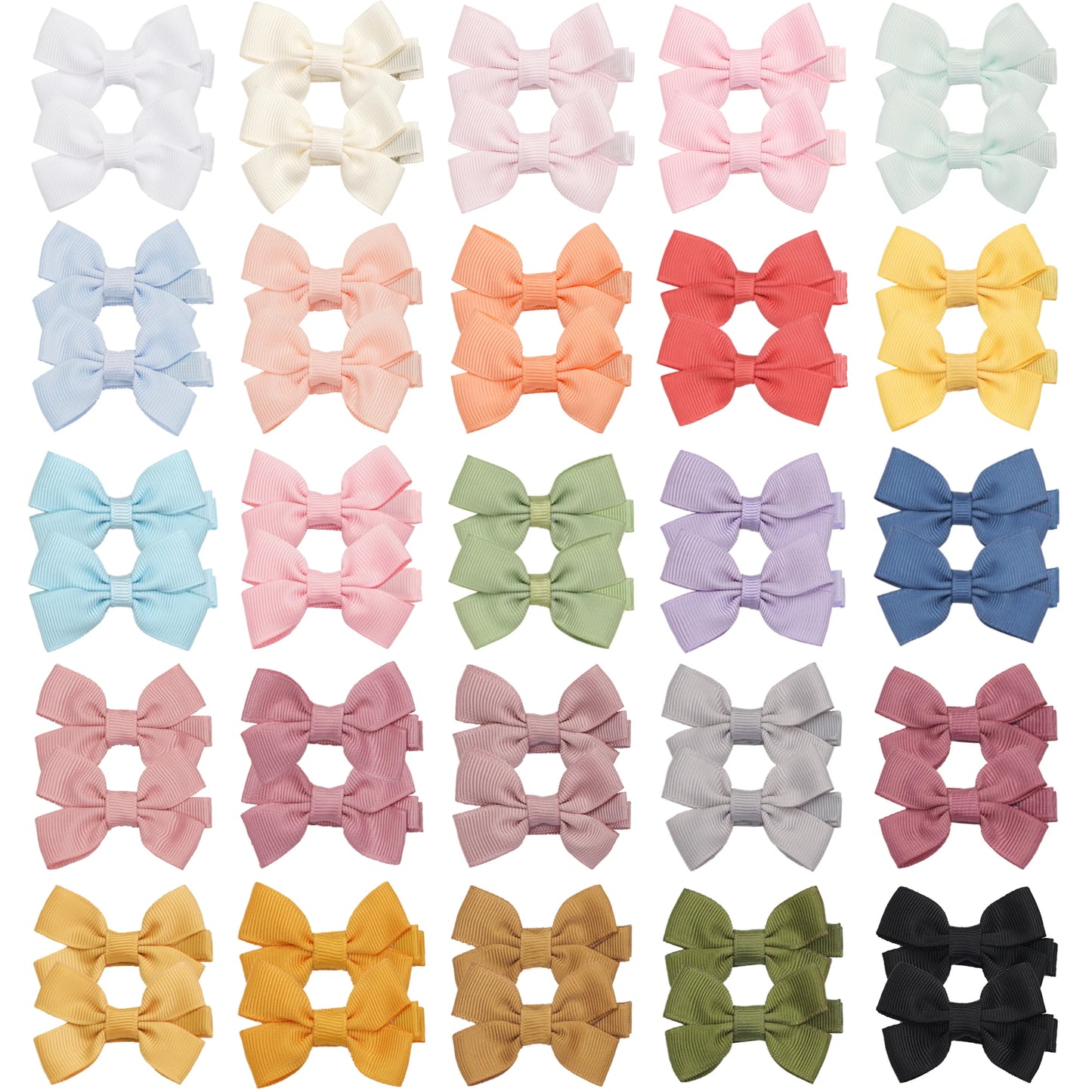 10/20/25/50pcs Baby Girls Hair Bows in Pairs 2'' Ribbon Bows Alligator Hair Clips Barrettes for Infants Toddlers Girls Kids