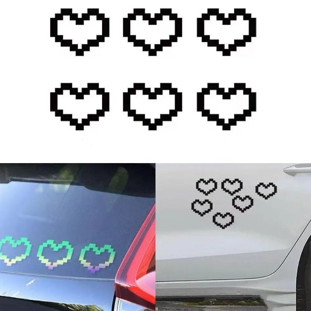 Pixel Heart Car Sticker - 6-Bit Love Decal for Window Headlight Taillight, Waterproof Vinyl Decoration to Personalize Your Car
