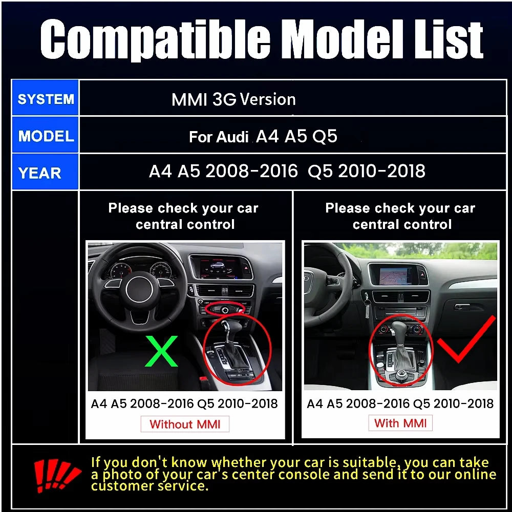 Wireless CarPlay For Audi A4 A5 2008-2016 Q5 2010-2018 Android Auto Mirror Link AirPlay Navigation Multimedia Accessories