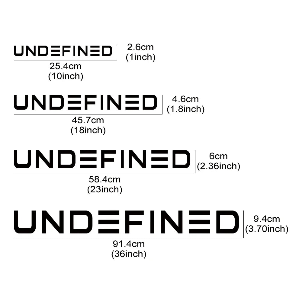 Four Sizes UNDEFINED Car Stickers Styling Car Body Window Windshield Bumper Motorcycle Decor Vinyl Film Decal Auto Accessories