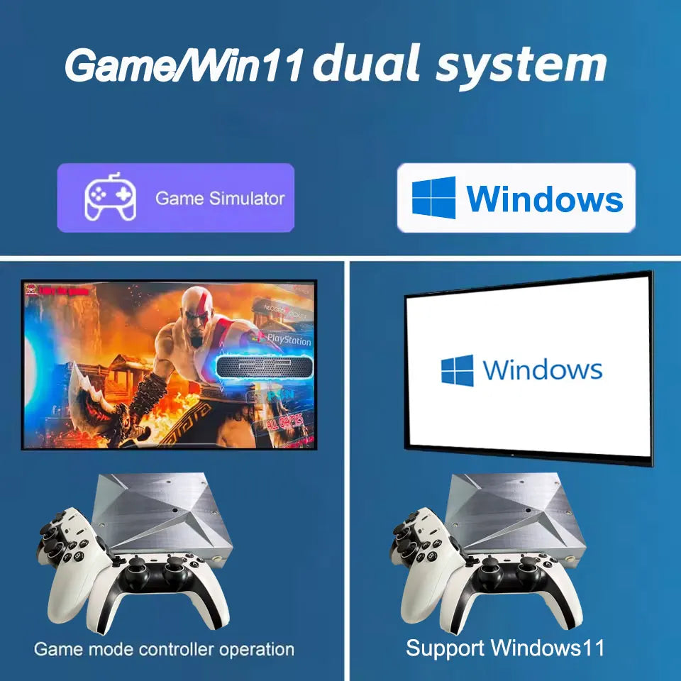 P88 Dual-System Game Console — Windows 11 + Batocera, 4K HD, Plug-and-Play TV Console