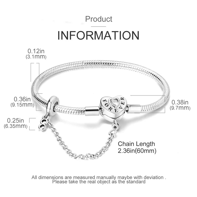 925 Sterling Silver Charm Bracelet – Star Moon Sun Four Leaf Clover Zircon | DIY Birthday Gift for Women (17-20cm)