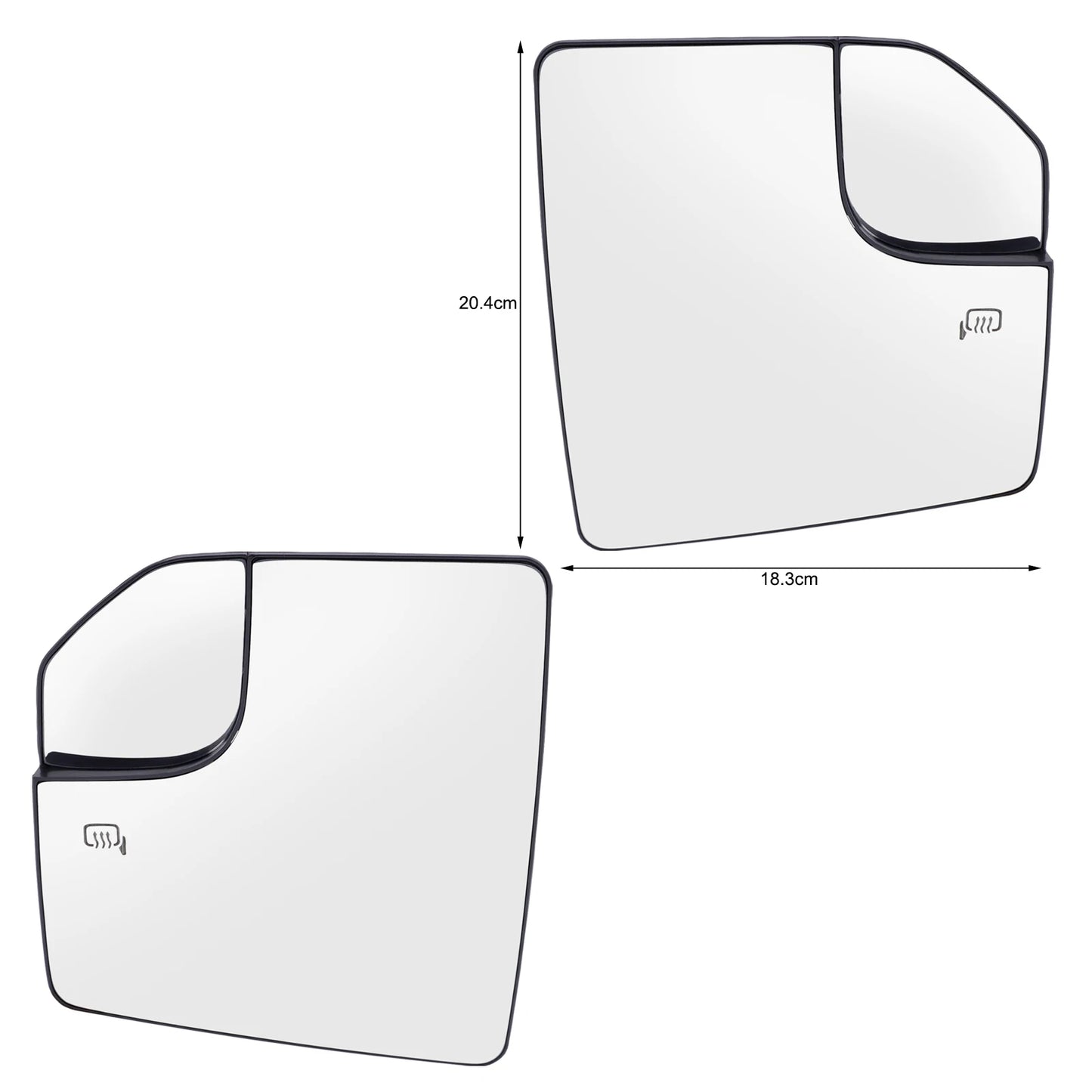Heated Wide-Angle Mirror Glass with Backing Plate for Ford F-150 2015–2020