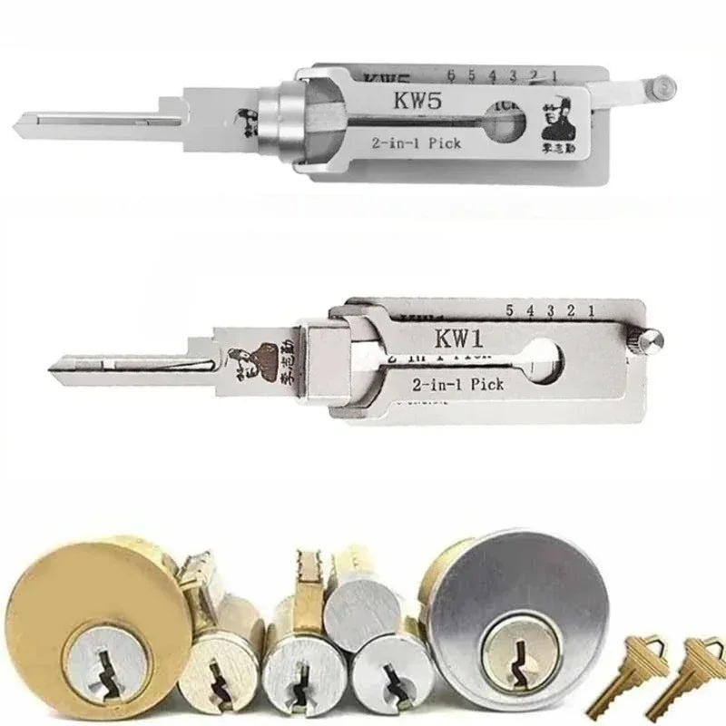 KW5 KW1 SC4 SC1  2-in-1 Lishi Lock Pick Opens Key Decoder Master Key Set of  Pick Lock Picking Kits