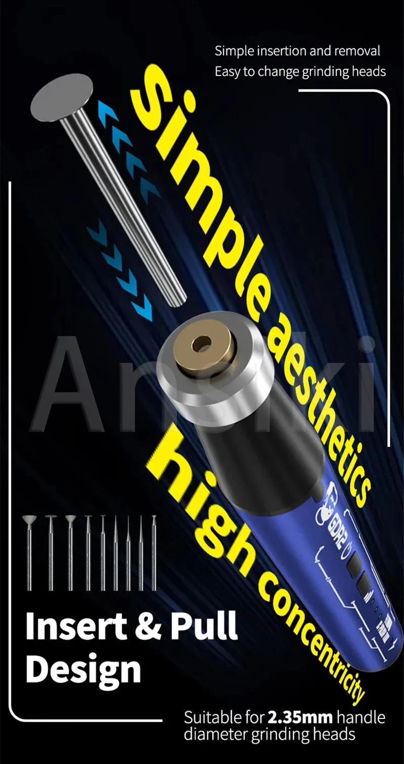 MECHANIC GDR2 Electric Polishing Pen 9pcs Diamond Grinding Heads for IC Chip Grinding PCB Cutting Phone Repair Tools
