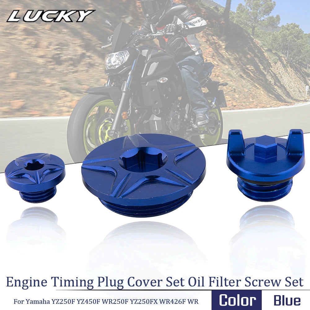 Motorcycle CNC Engine Timing Plug Cover Set Oil Filter Screw Set For Yamaha YZ250F YZ450F WR250F YZ250FX WR426F WR Dirt Bike