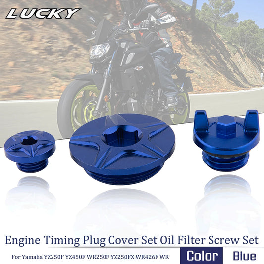 Motorcycle CNC Engine Timing Plug Cover Set Oil Filter Screw Set For Yamaha YZ250F YZ450F WR250F YZ250FX WR426F WR Dirt Bike
