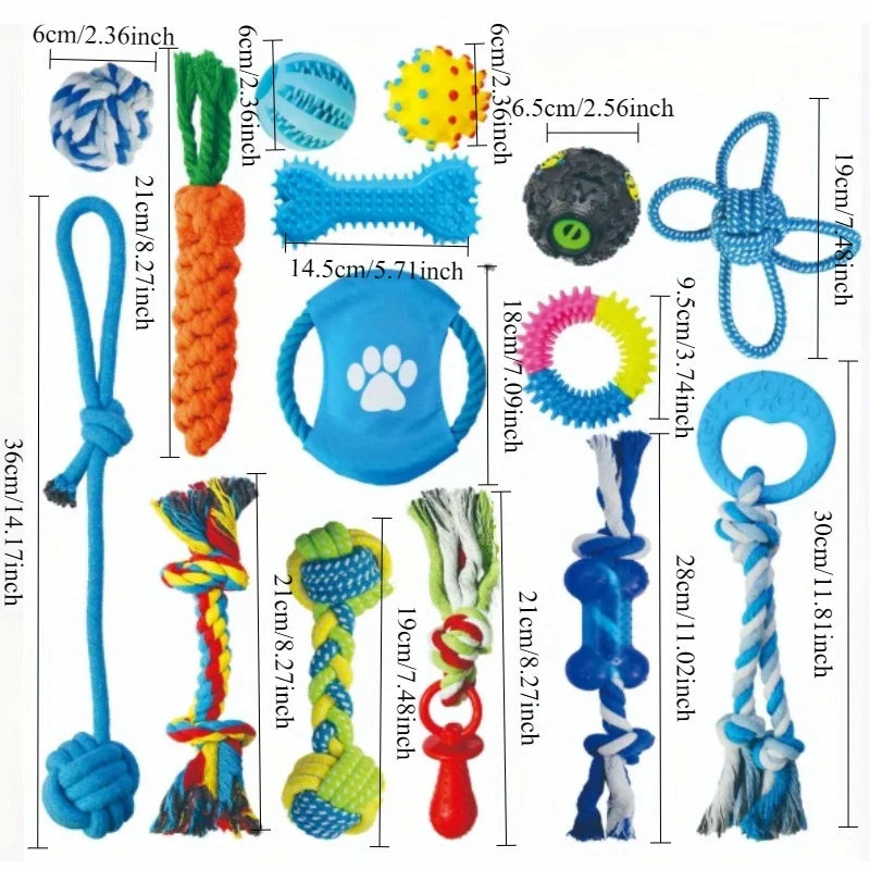 15-Piece Dog Toy Set - Rope Tug Toys, Chews & Rubber Balls - photo 4