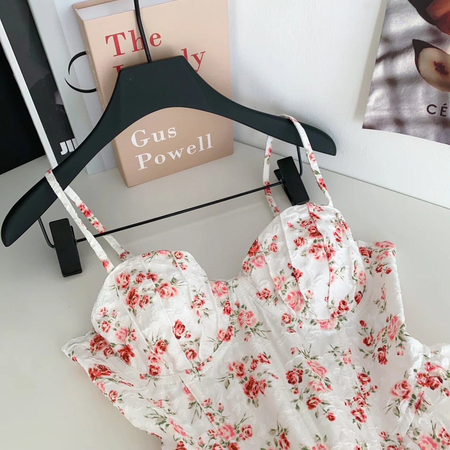 Sexy Slim  Corset ruffle print Chic Korean Camis Tank Top Basic Fashion Off Shoulder Summer Women Clothing