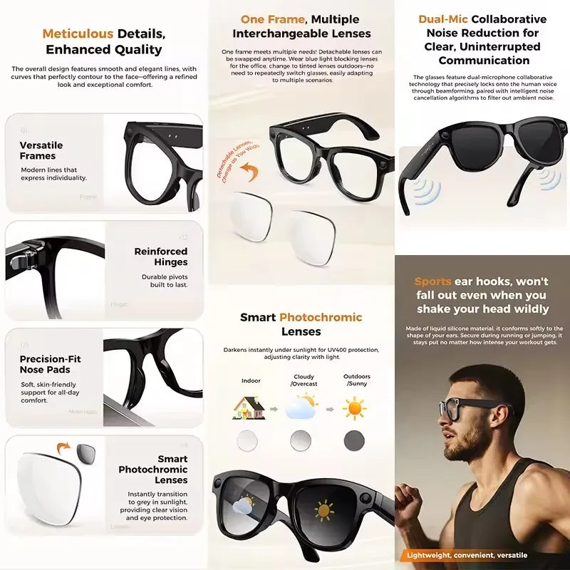AI Smart Glasses — 4K Camera, Translation & Charging Case