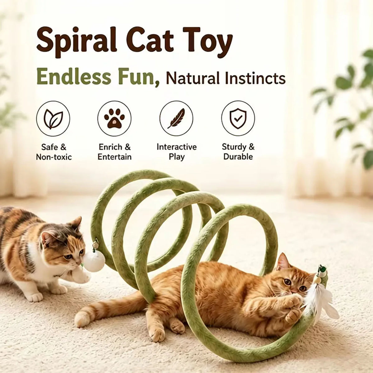 Pop-Up Spring Cat Tunnel with Bell - Interactive Tube