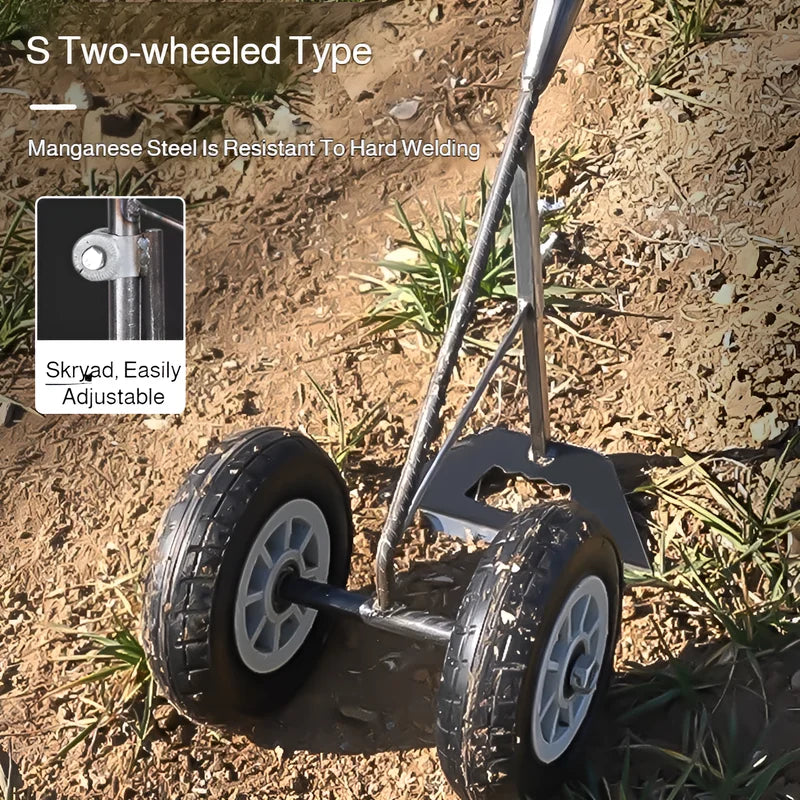 Hand-pulled Multi-function Plow 3 in 1 Multi-Function Wheel Hoe Cultivator, Double Wheels Weeder Tiller Furrow Plow for Garden F