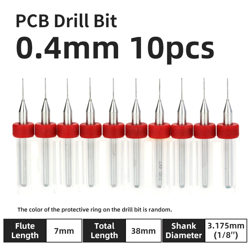 TOOLEYE 10pcs PCB Drill Bit Set Micro Drills Printed Circuit Board 1/8" Shank Mini CNC Drill Bits 0.1-3.175mm Drilling Tools