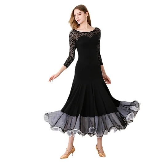 Women's lace big-swing waltz ballroom dress