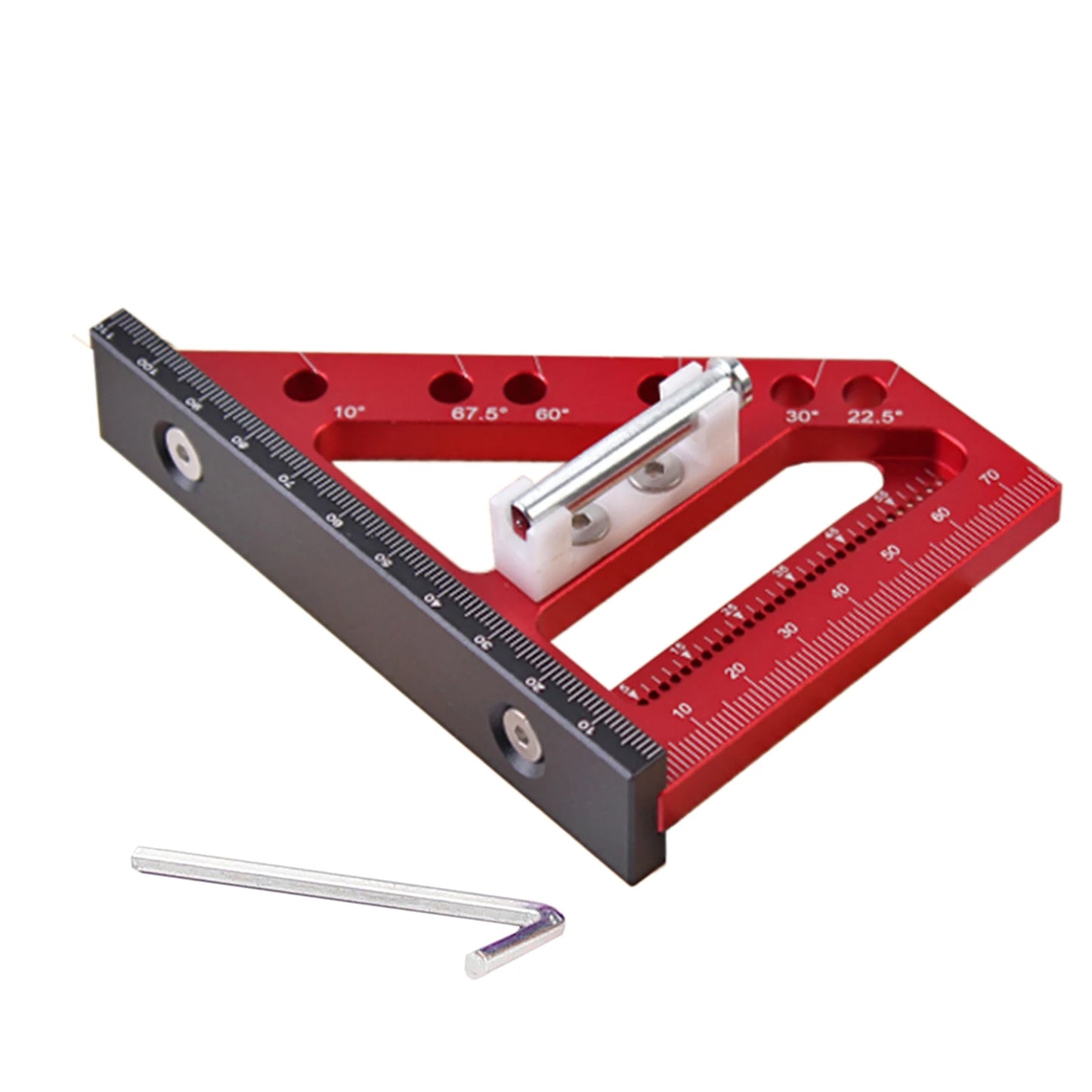 1Pc 3D Multi Angle Measuring Ruler 22.5-90 Degree Aluminium Carpentry Square Protractor Drawing Line Ruler Miter Triangle Layout
